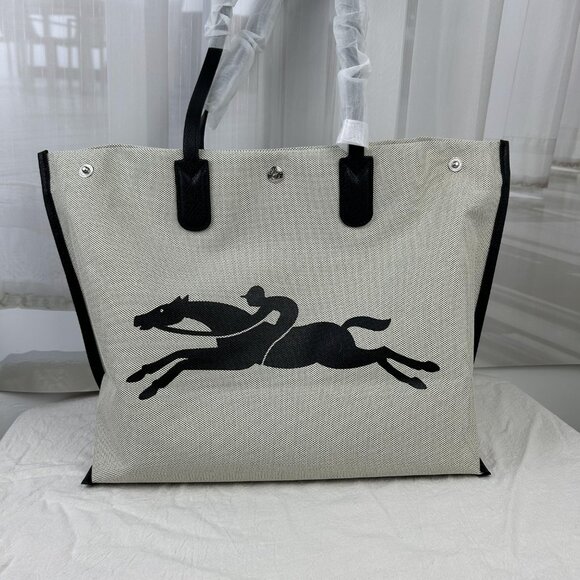 New Longchamp Essential Toile Large Canvas Tote bag - Picture 1 of 9